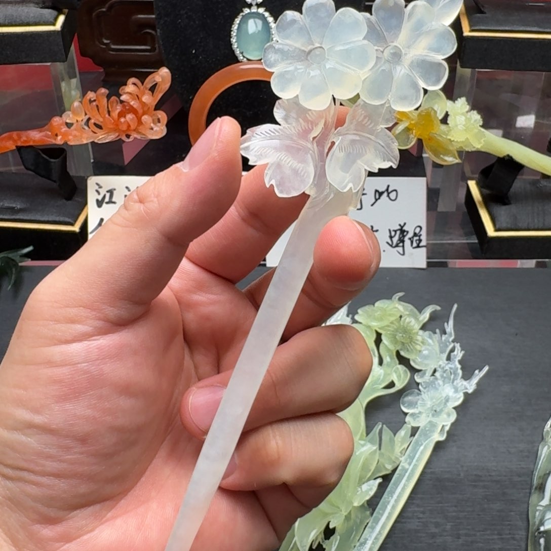 岫玉发饰未镶嵌明君玉簪就是好看