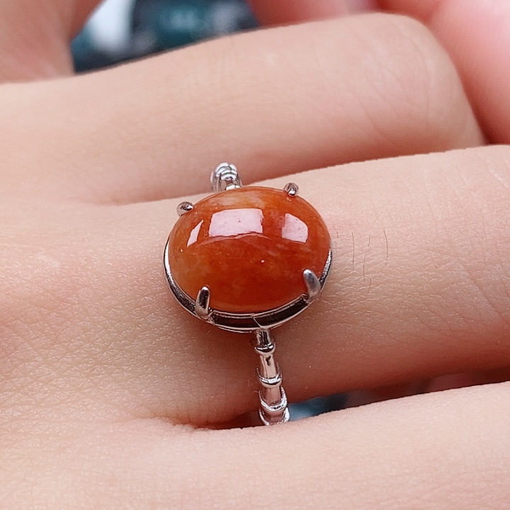 翡翠戒指银S925镶嵌戒指