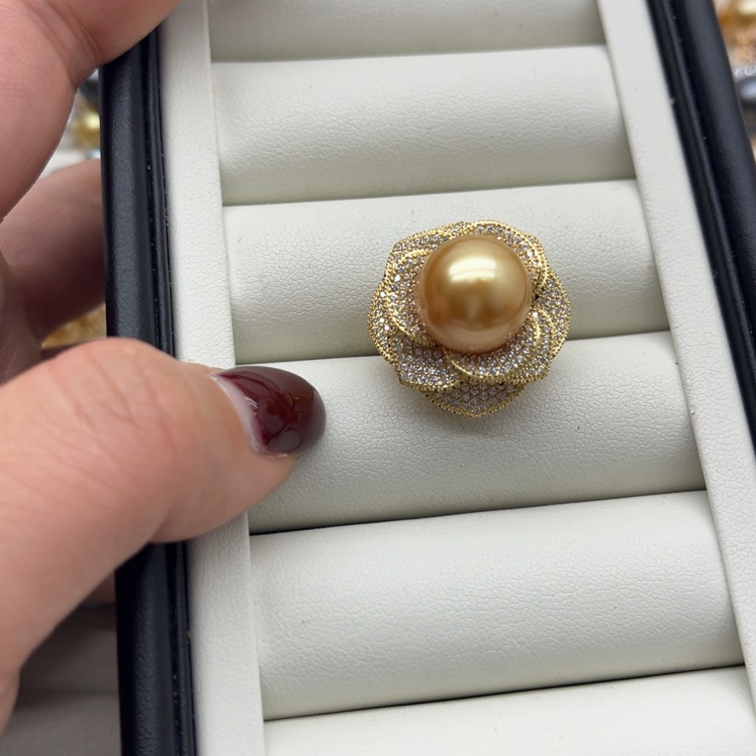 银S925镶嵌海水珍珠戒指