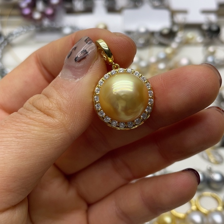 海水珍珠吊坠(不含链)银S925镶嵌