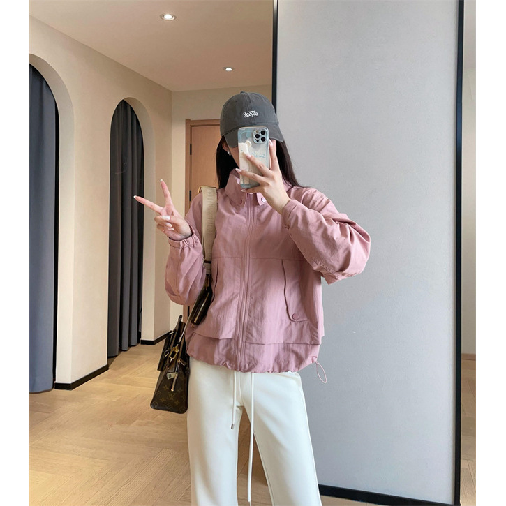 1 GL家户外防水休闲立领连帽冲锋衣工装风短款外套