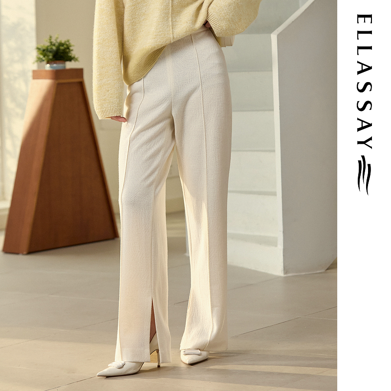 ELLASSAY歌力思2025秋季新款百搭通勤侧开衩休闲裤女EWB363K00500