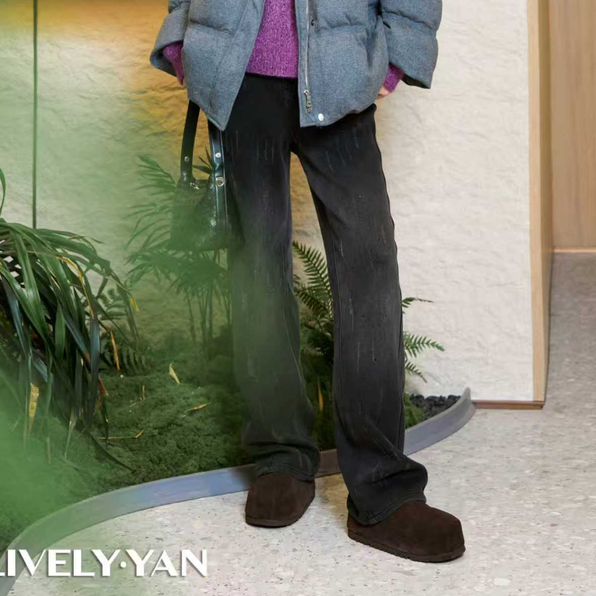 俪妍【LIVELY·YAN】冬季水洗复古新款牛仔裤宽松休闲直筒阔腿百搭