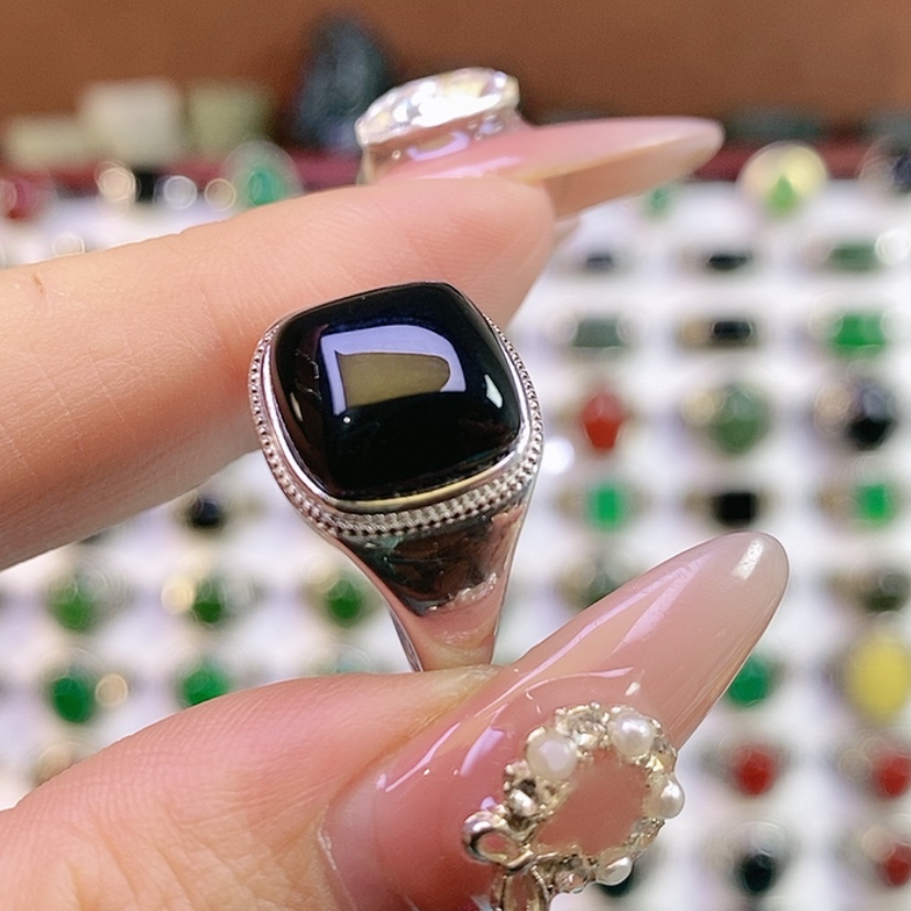 【闪购商品】银S925镶嵌戒指玛瑙/玉髓