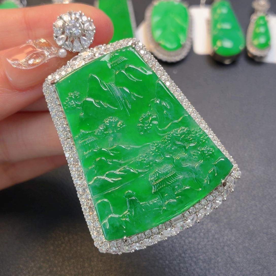 翡翠银S925镶嵌颈饰