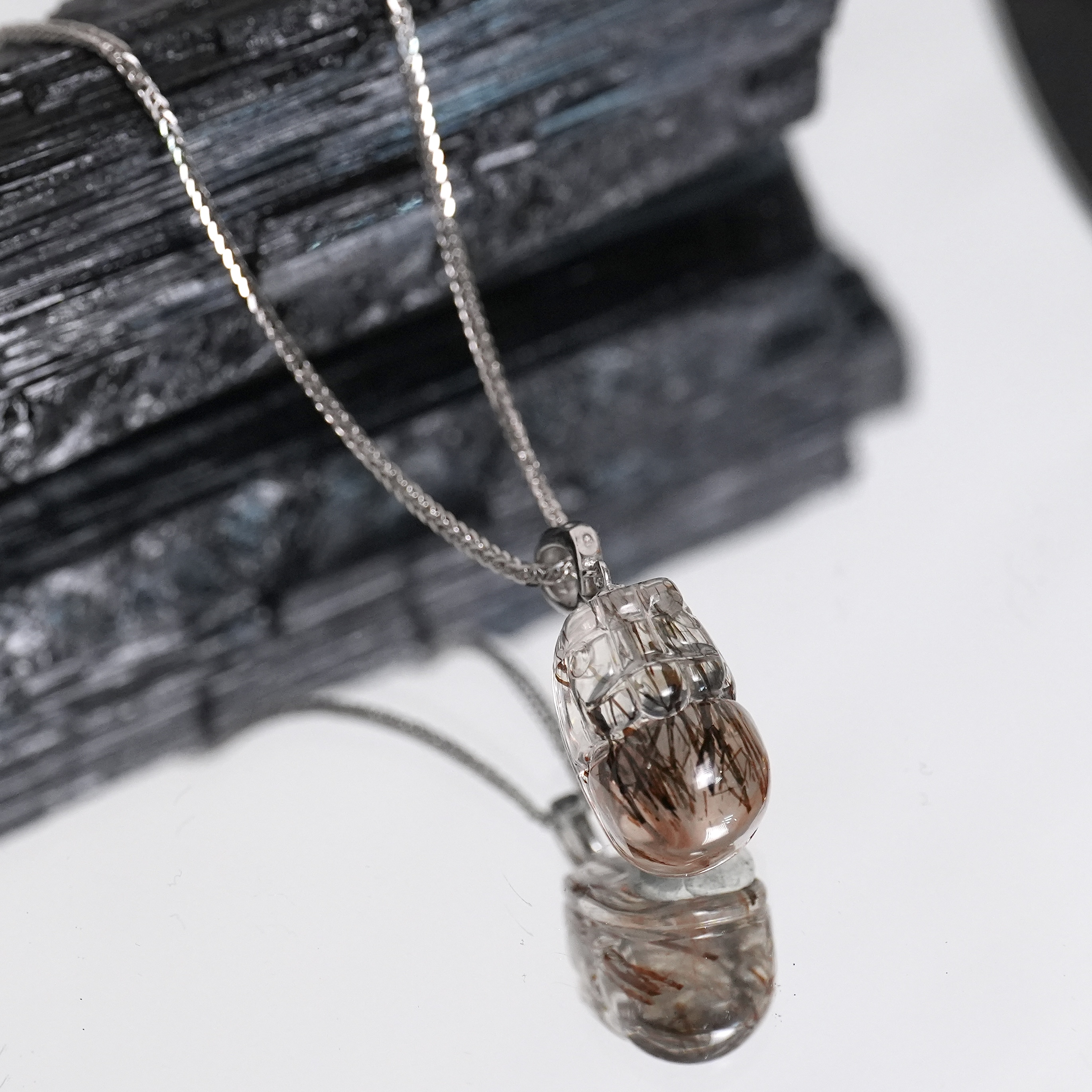 链子足银 【黑金貔貅吊坠】心念时尚百搭万能扣男女同款项链LSR