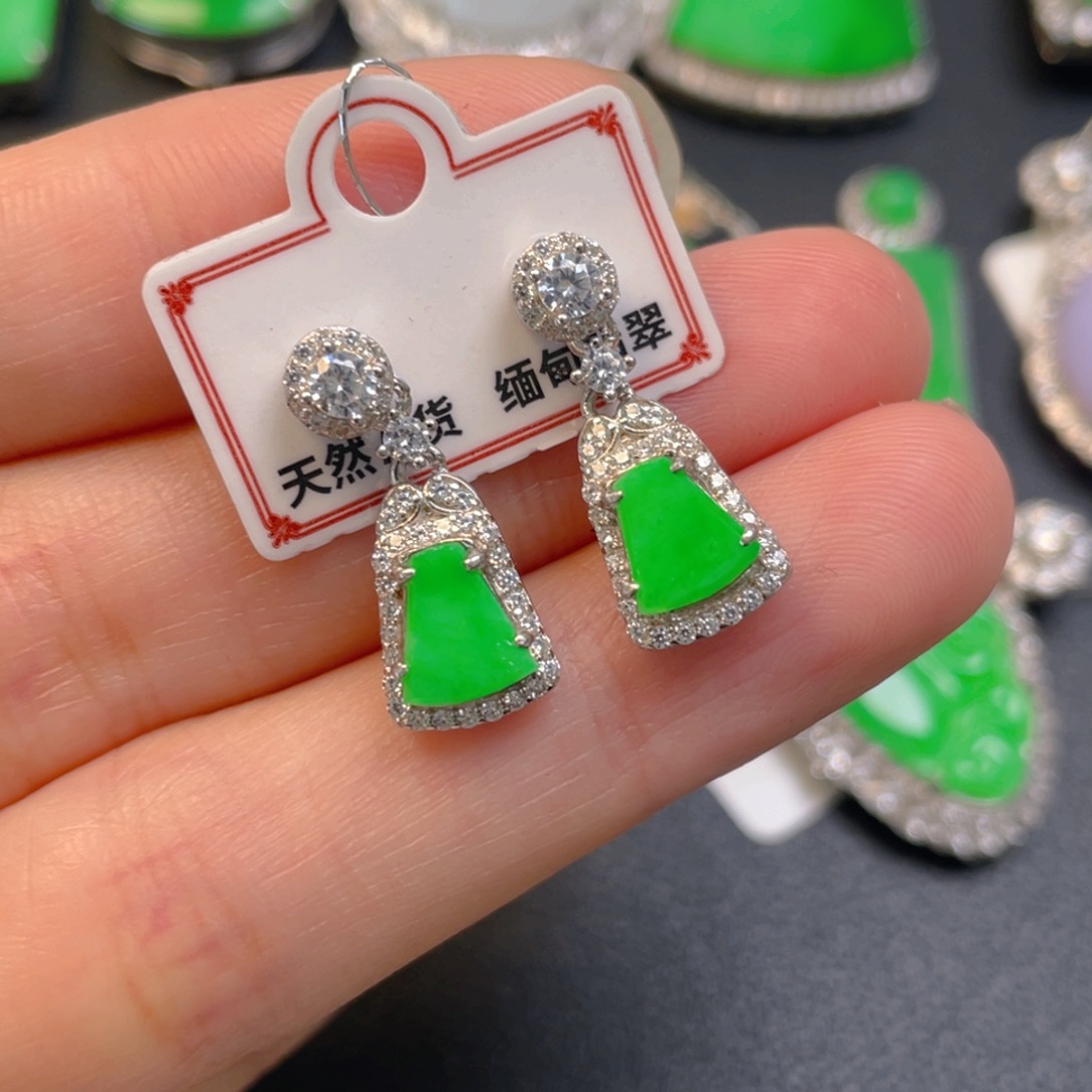 翡翠银S925镶嵌吊坠(不含链)耳坠