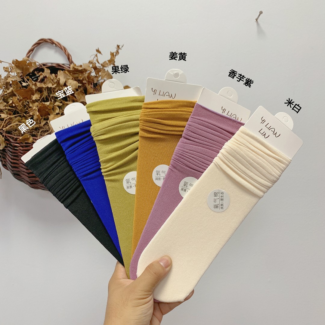 M3575多色光板堆堆袜【6双一组】