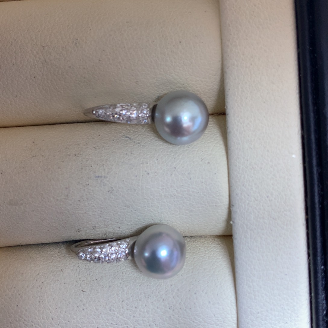 海水珍珠耳饰银S925镶嵌