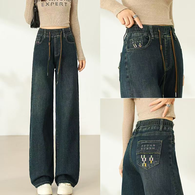 女童牛仔裤春秋百搭女孩裤子阔腿牛仔裤中大女童阔腿裤牛仔长裤子