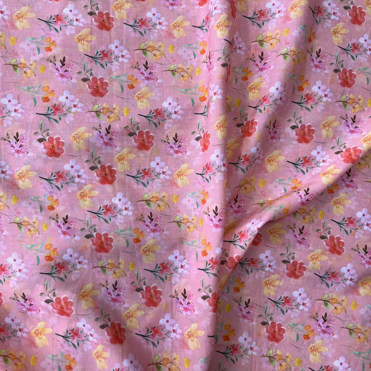 【绒兰】加宽1.6米细纱数码印花棉绸面料 266号  万紫浅红