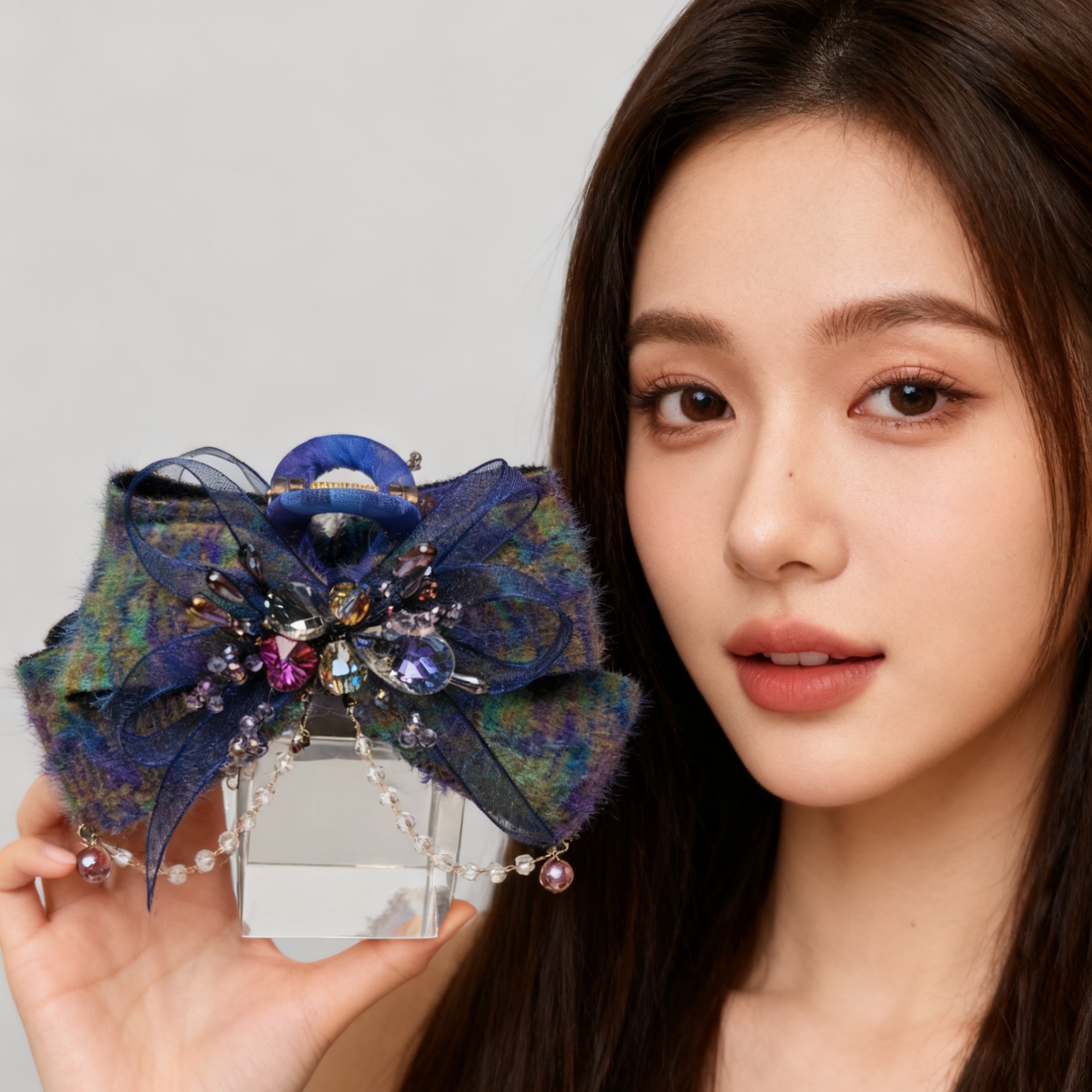 A8012编号紫莹轻奢发饰蝴蝶结大抓