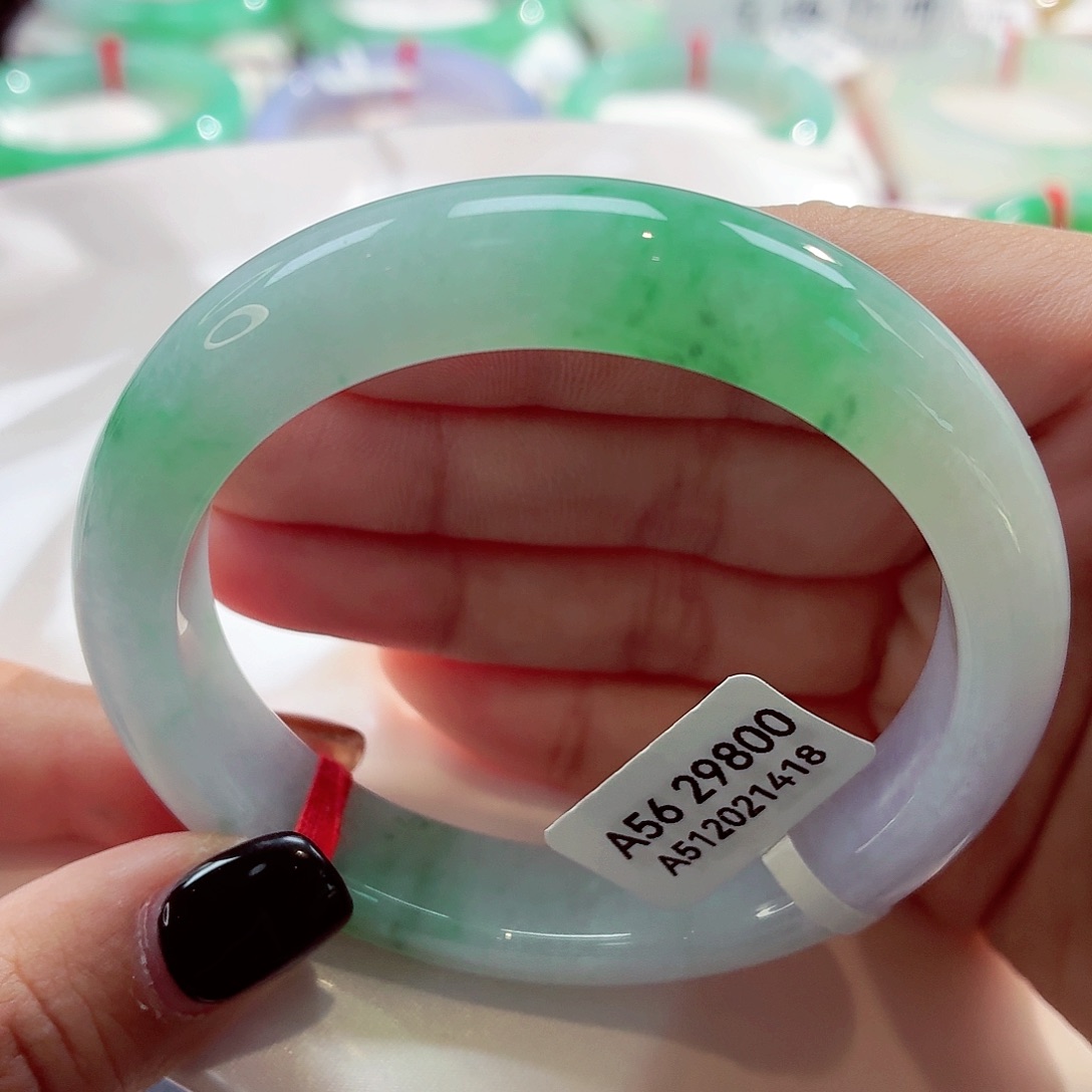 翡翠未镶嵌手镯飘阳绿强推捡漏68-21