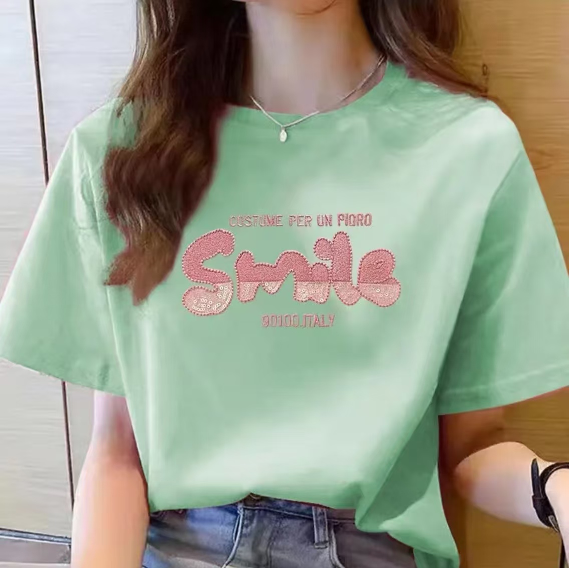 【100%纯棉】夏季上新女款女士时尚百搭潮流短袖t恤圆领显瘦半袖