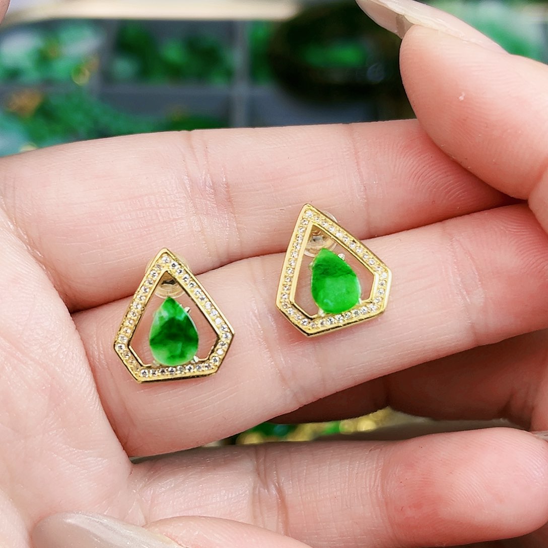 翡翠颈饰银S925镶嵌耳饰