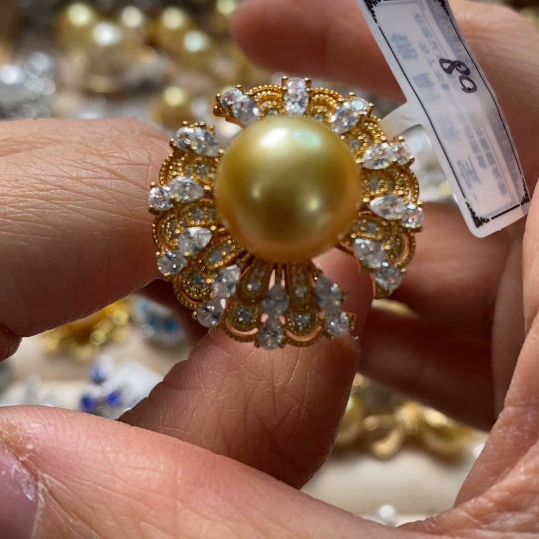 海水珍珠戒圈银S925镶嵌