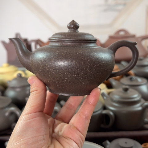 紫砂茶壶梨皮天青300cc