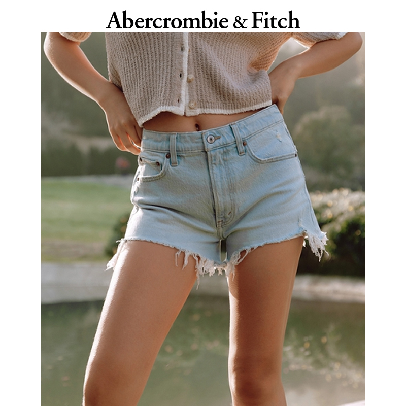 AF女装25夏款美式复古辣妹水洗做旧磨边牛仔短裤KI149-5068