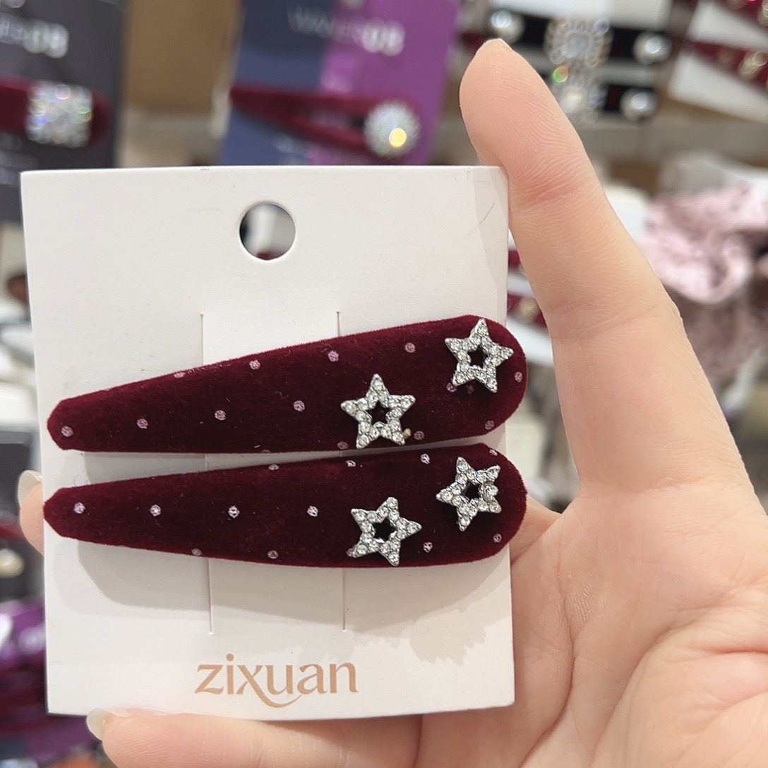 非金属红色波点星星掰掰夹