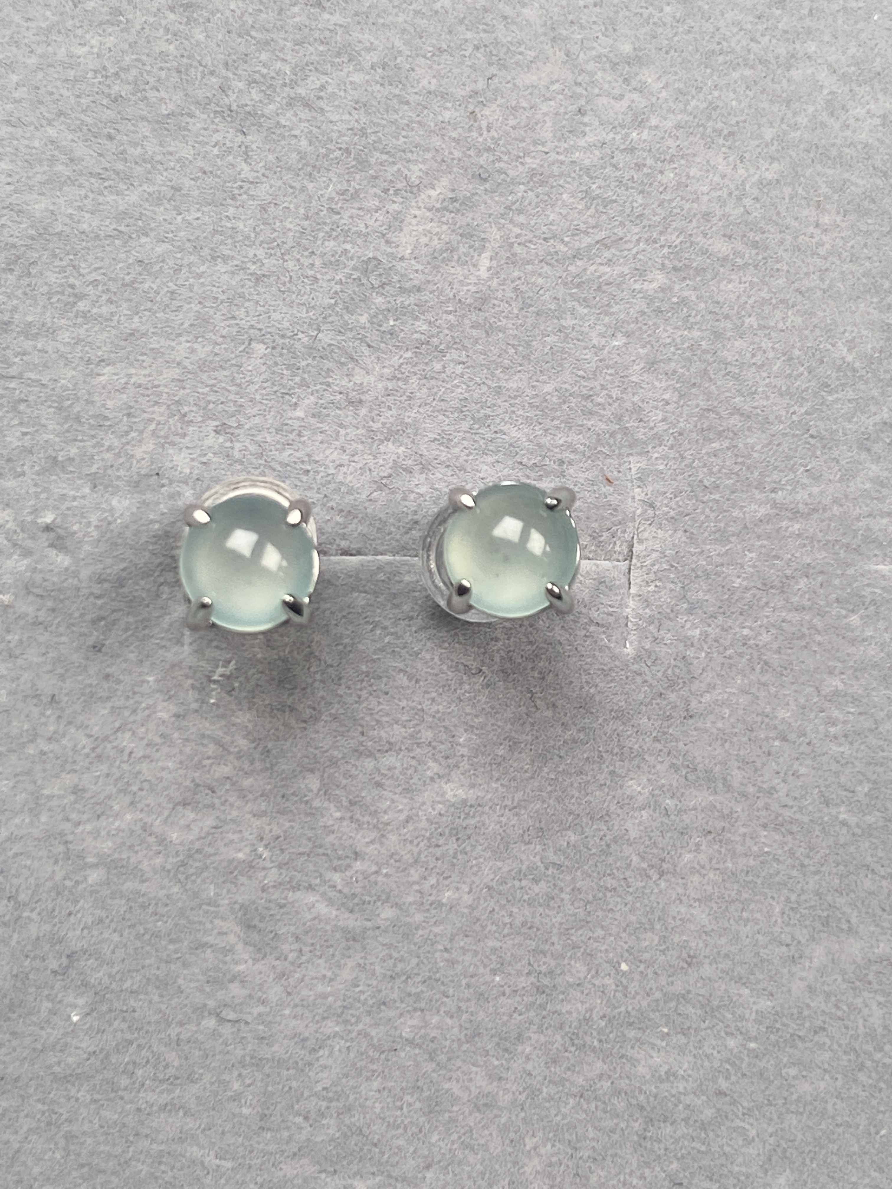 天然缅甸翡翠A货，925银镶嵌冰晴耳钉