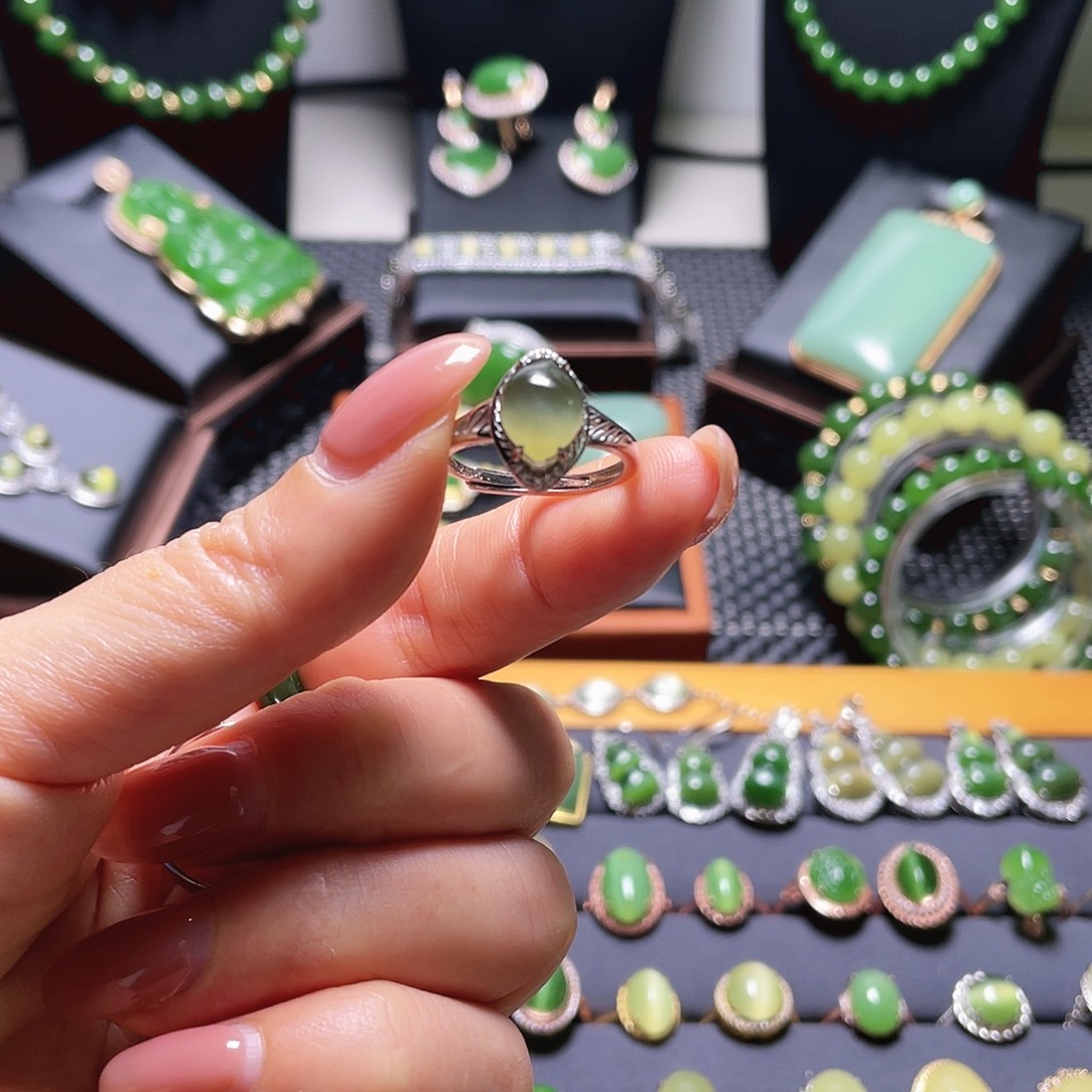 和田玉银S925镶嵌戒指