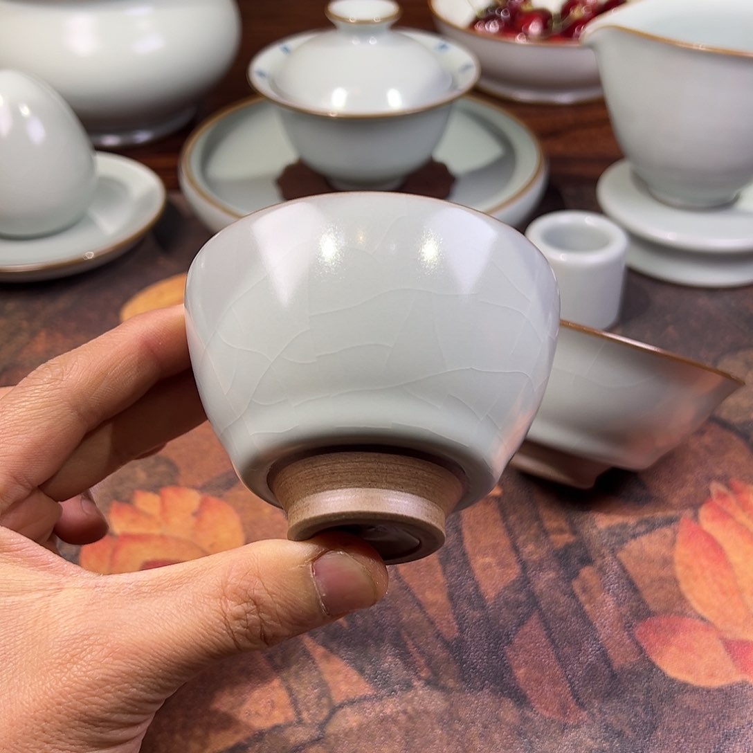 杯杯天青漏足鸡心杯
