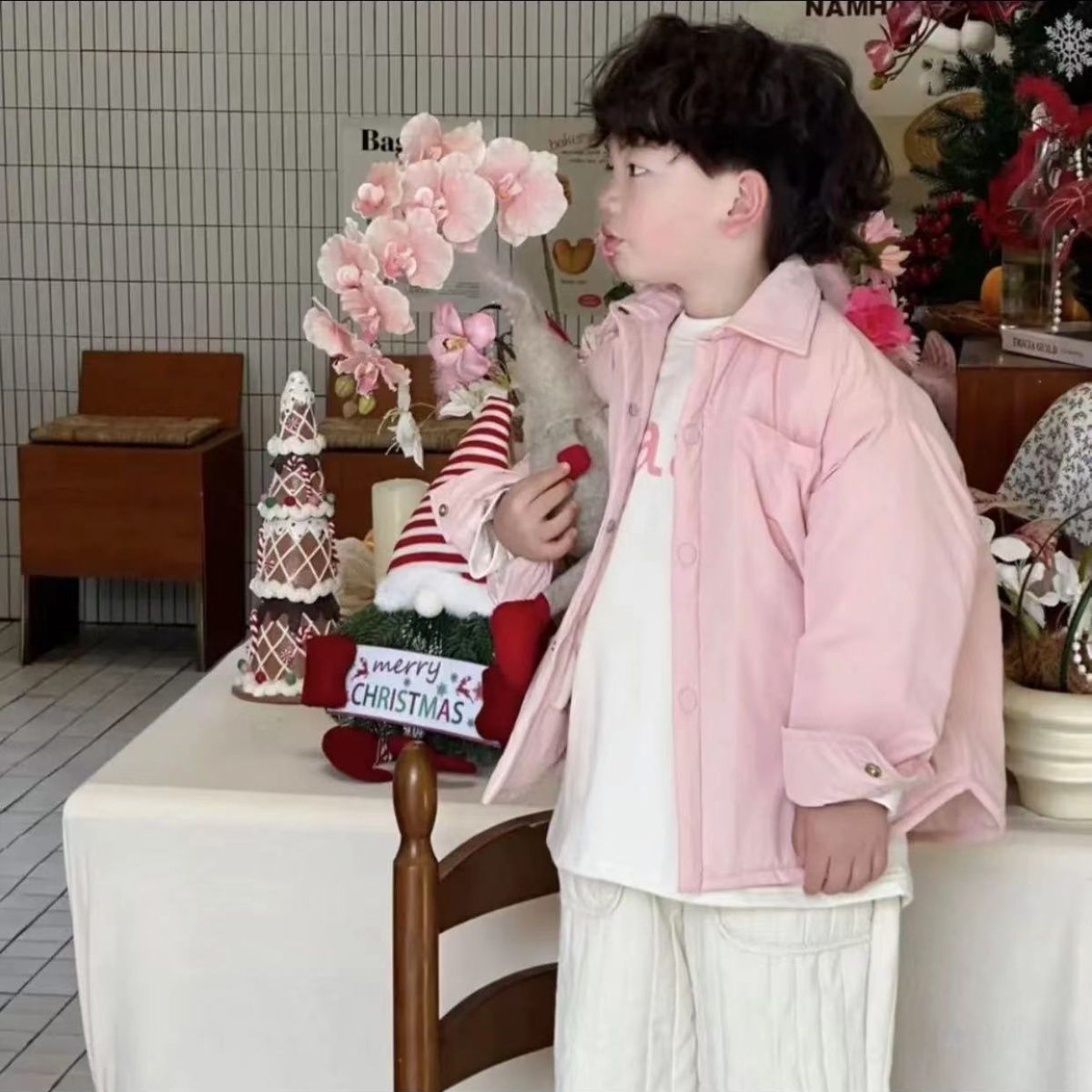 衬衫秋冬新款加绒加厚外纯色女童2025棉服棉衣宝宝男防水2025韩版