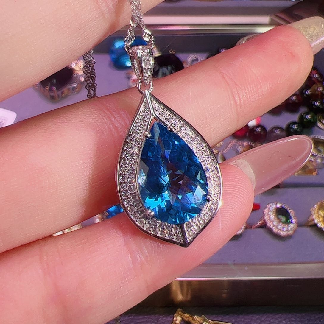 托帕石吊坠银S925镶嵌