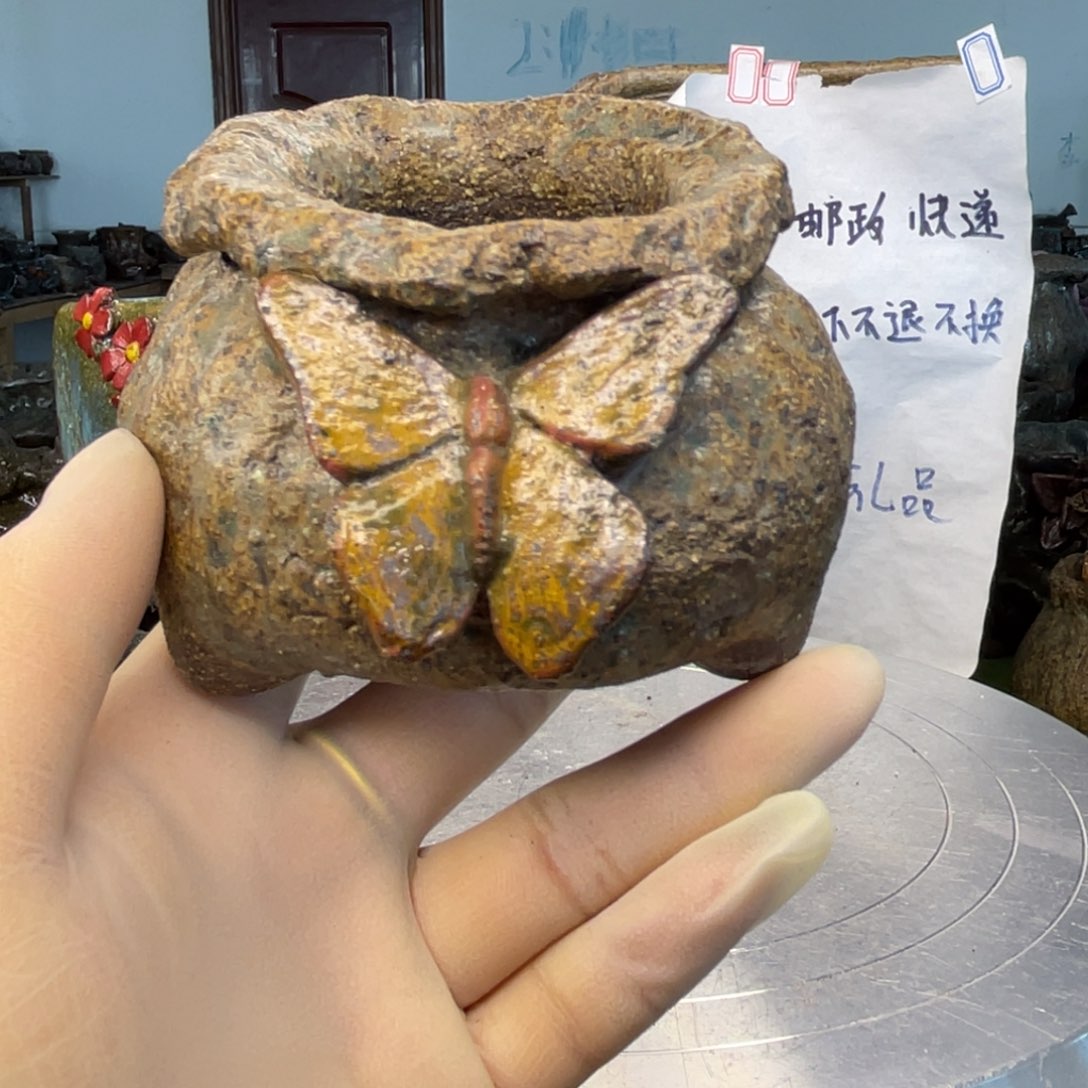 红陶粗砂陶瓷花盆