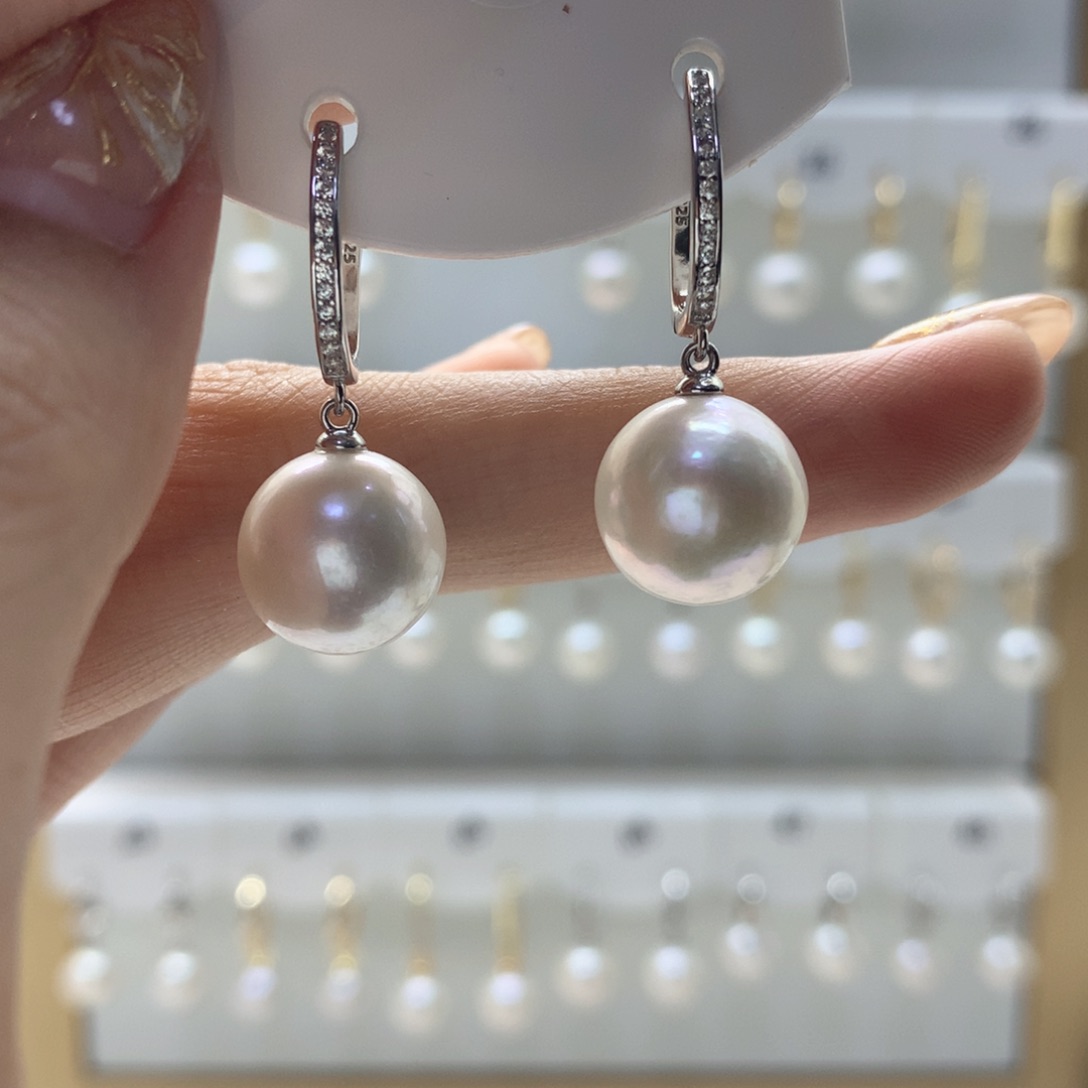 淡水珍珠耳饰银S925镶嵌