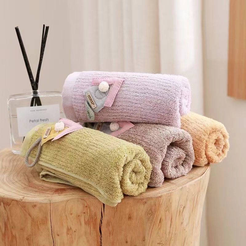 高级竹纤维贴花情侣毛巾柔软吸水抗菌不掉毛不掉色洗脸洗澡浴室