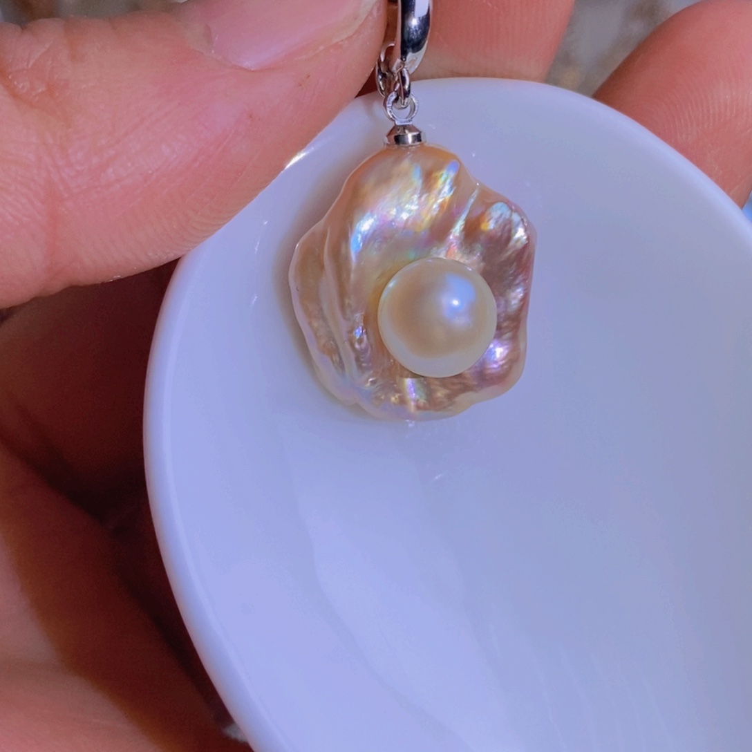 银S925镶嵌天然淡水珍珠淡水珍珠