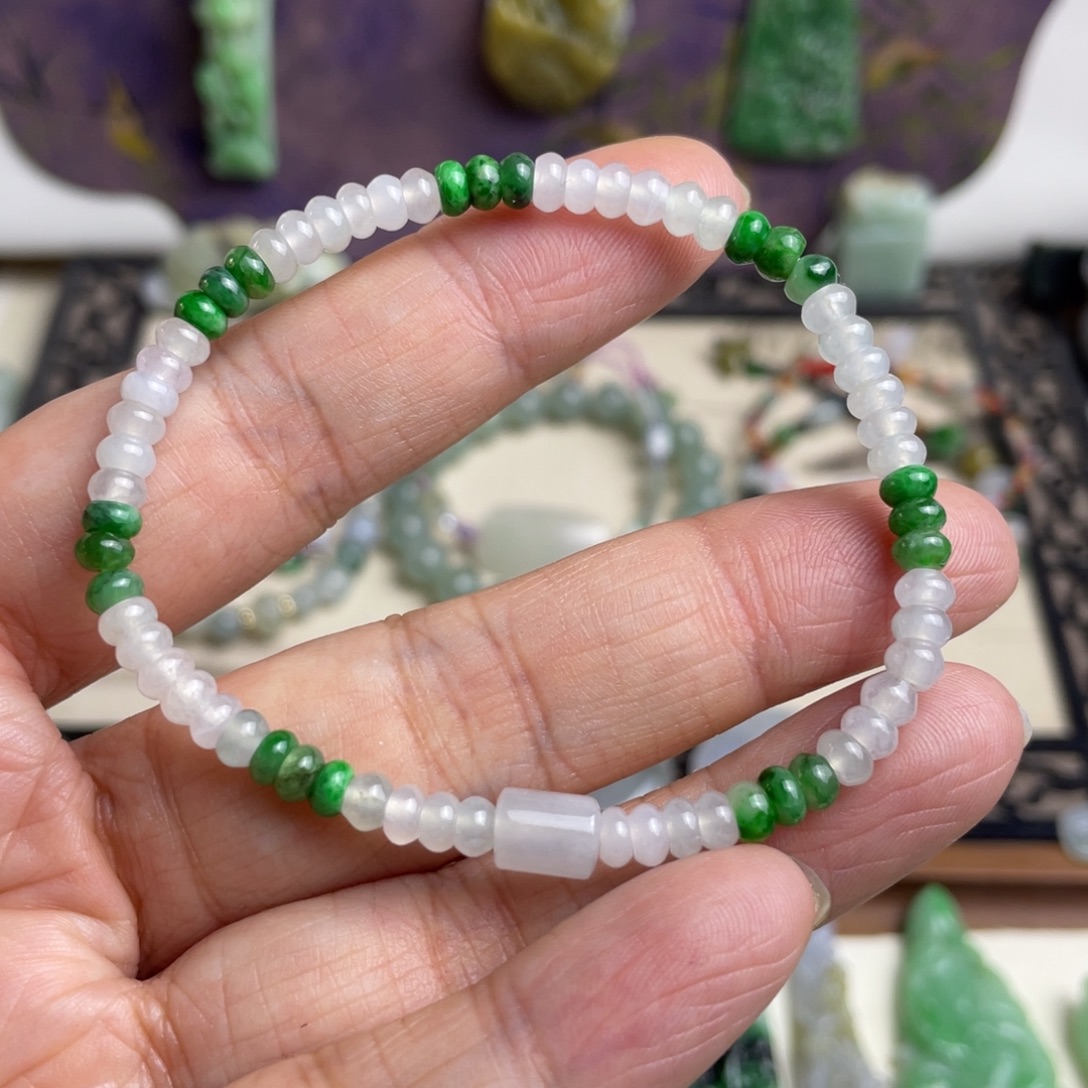 翡翠未镶嵌手链卡4.3算盘手链