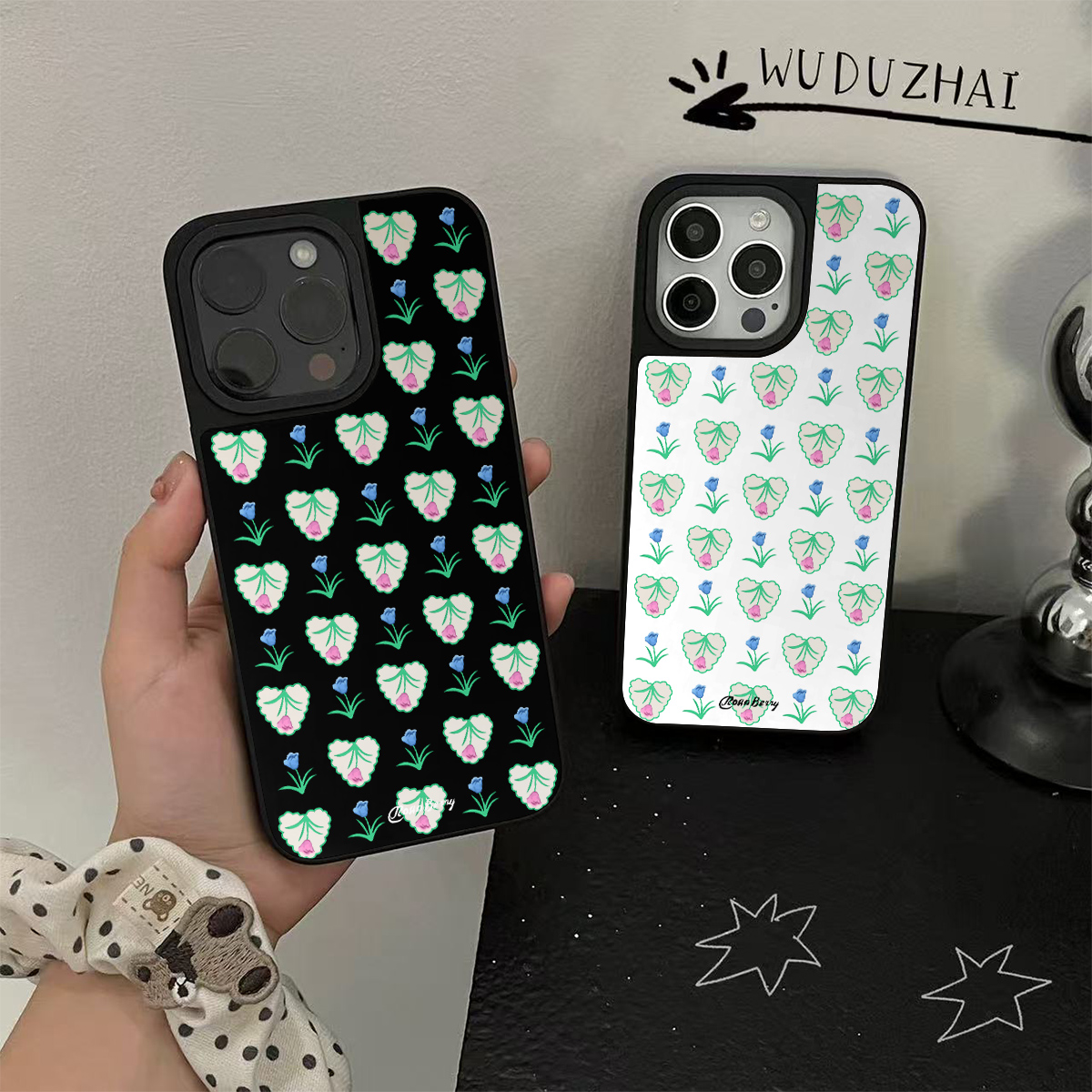 镜面磨砂简约爱心ins郁金香防摔适用苹果17pro女iphone16手机壳