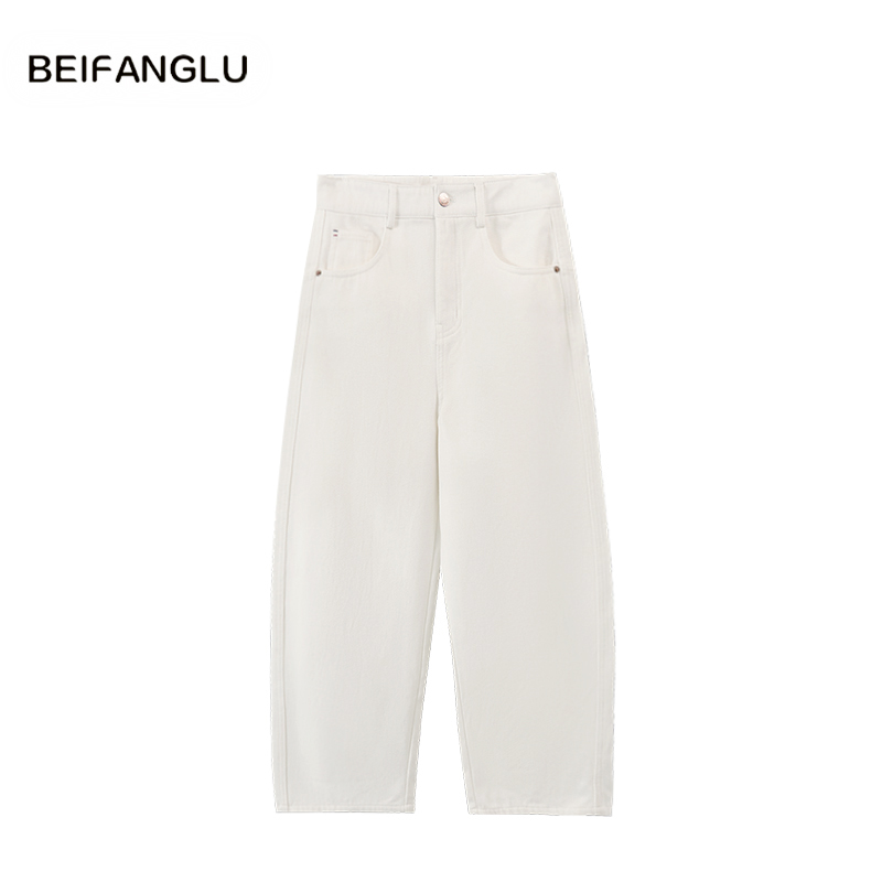 北方鹿 秋冬新品厚款显瘦宽松阔腿休闲百搭女士九分牛仔裤251583