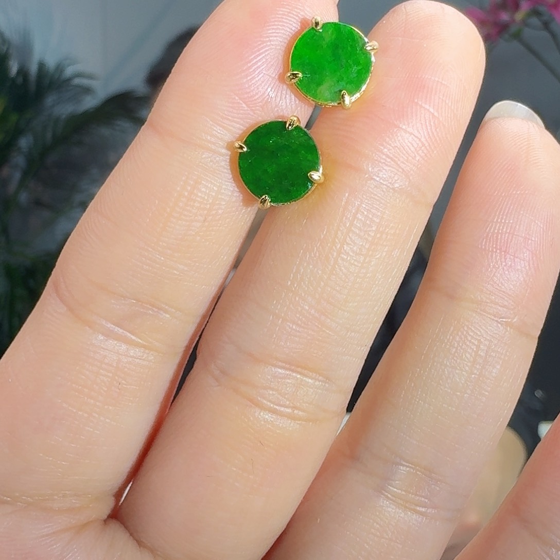 翡翠耳饰银S925镶嵌天然