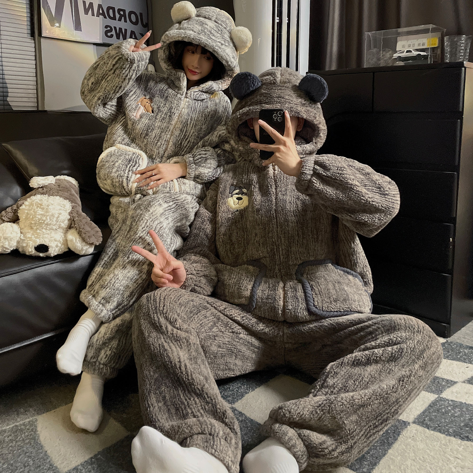 珊瑚绒情侣睡衣女秋冬季加厚加绒2025新款卡通男士冬天家居服套装