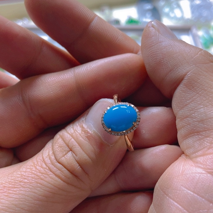 绿松石戒指18K金镶嵌美松