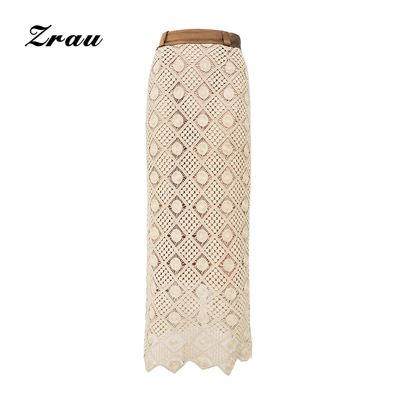 【臻选】ZRAU米色复古镂空针织半身裙Z1243B0040