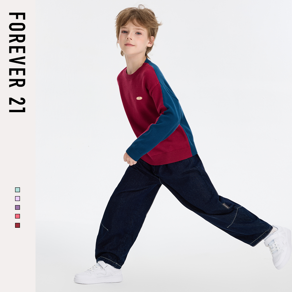 Forever 21童装男童毛衣秋季2025新款洋气潮酷大童上衣儿童针织衫