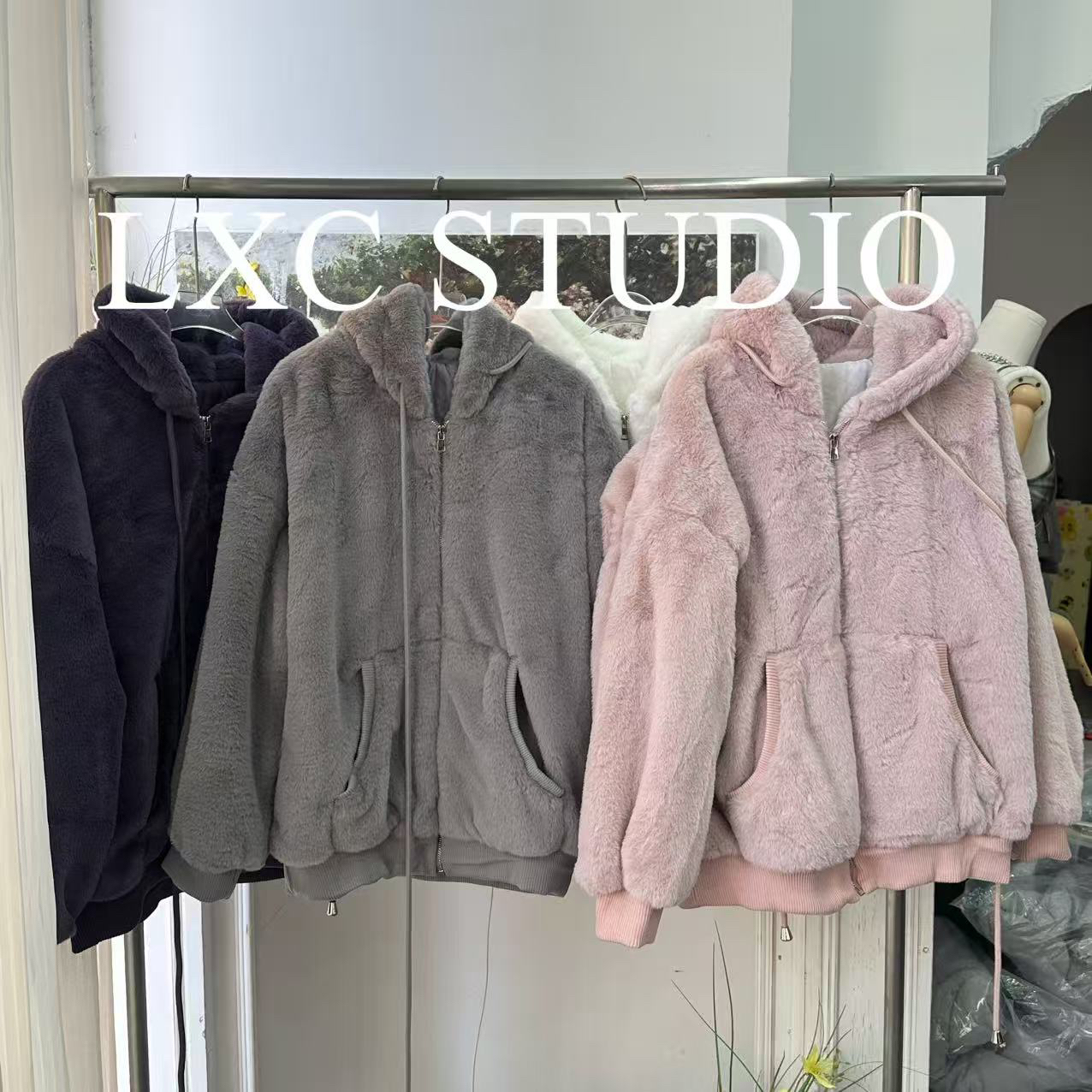 YA【3118】毛茸茸·敲好看自留款东大门韩版连帽毛毛外套