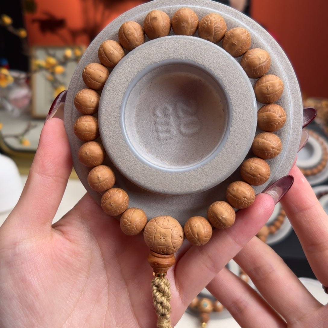 凤眼菩提手串柠**?12mm铁籽单圈大眼萌素串