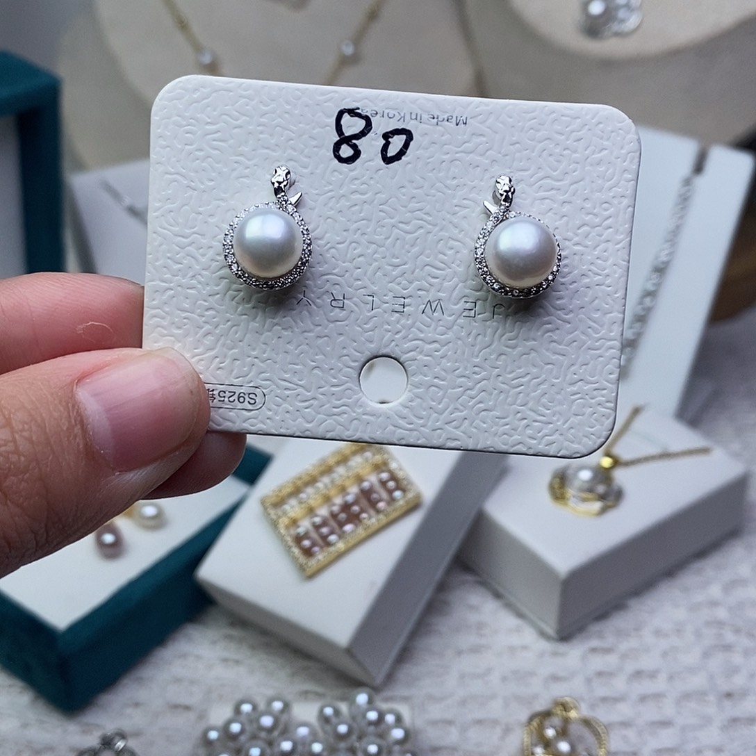 淡水珍珠耳饰银S925镶嵌