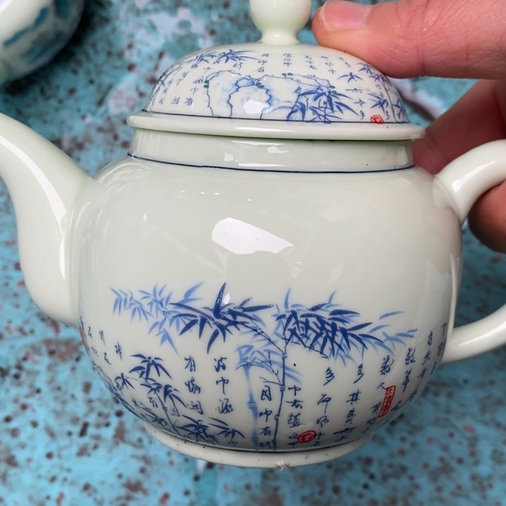 摆件陶绿稀土竹子壶