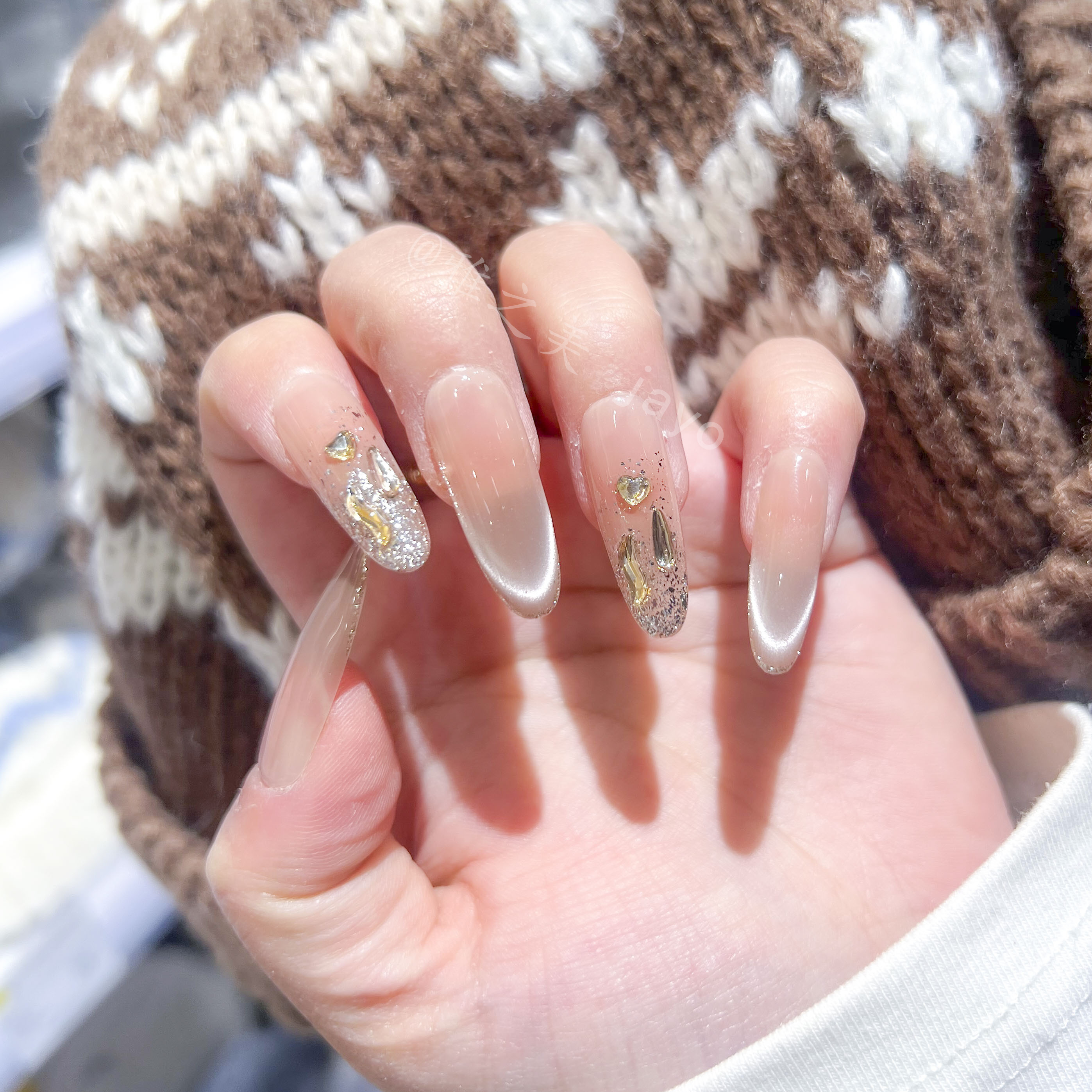 【浮光跃金】时尚清新纯欲高级感成品穿戴式手工美甲显白气质