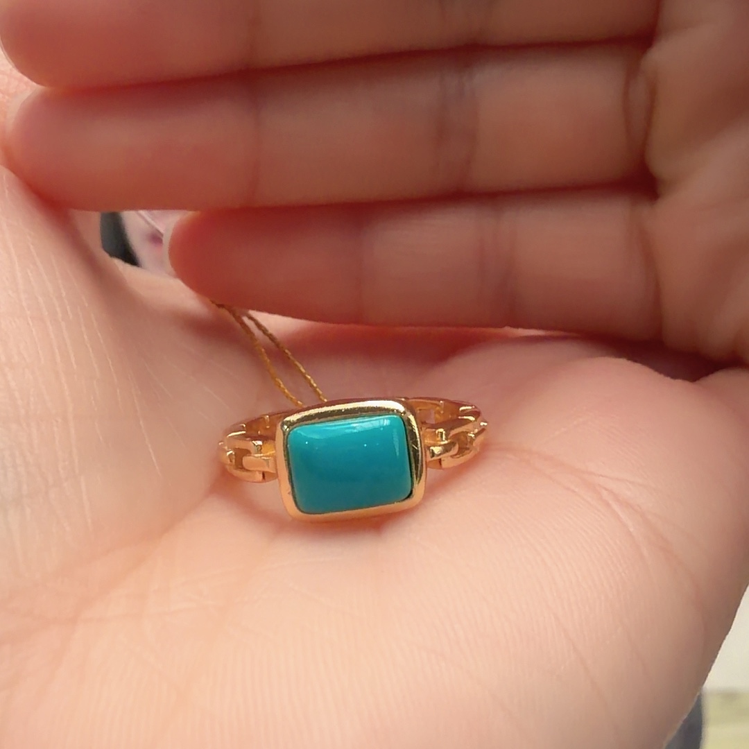 绿松石银S925镶嵌戒指