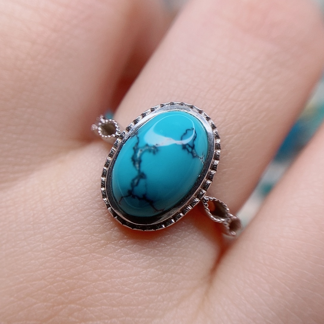绿松石戒指银S925镶嵌