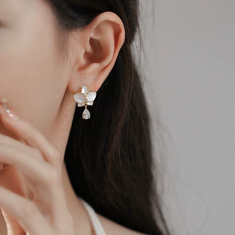铜合金耳饰气质花朵耳夹女轻奢小众设计高级感2025年新款无耳洞