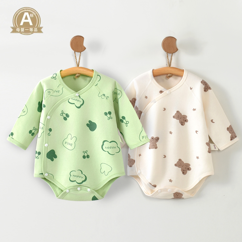 婴儿包屁衣A类纯棉四季款新生儿和尚服长袖哈衣宝宝睡衣防着凉