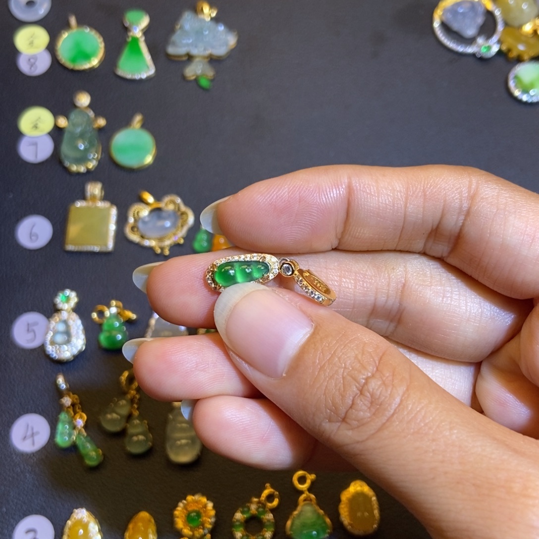 翡翠银S925镶嵌吊坠(不含链)